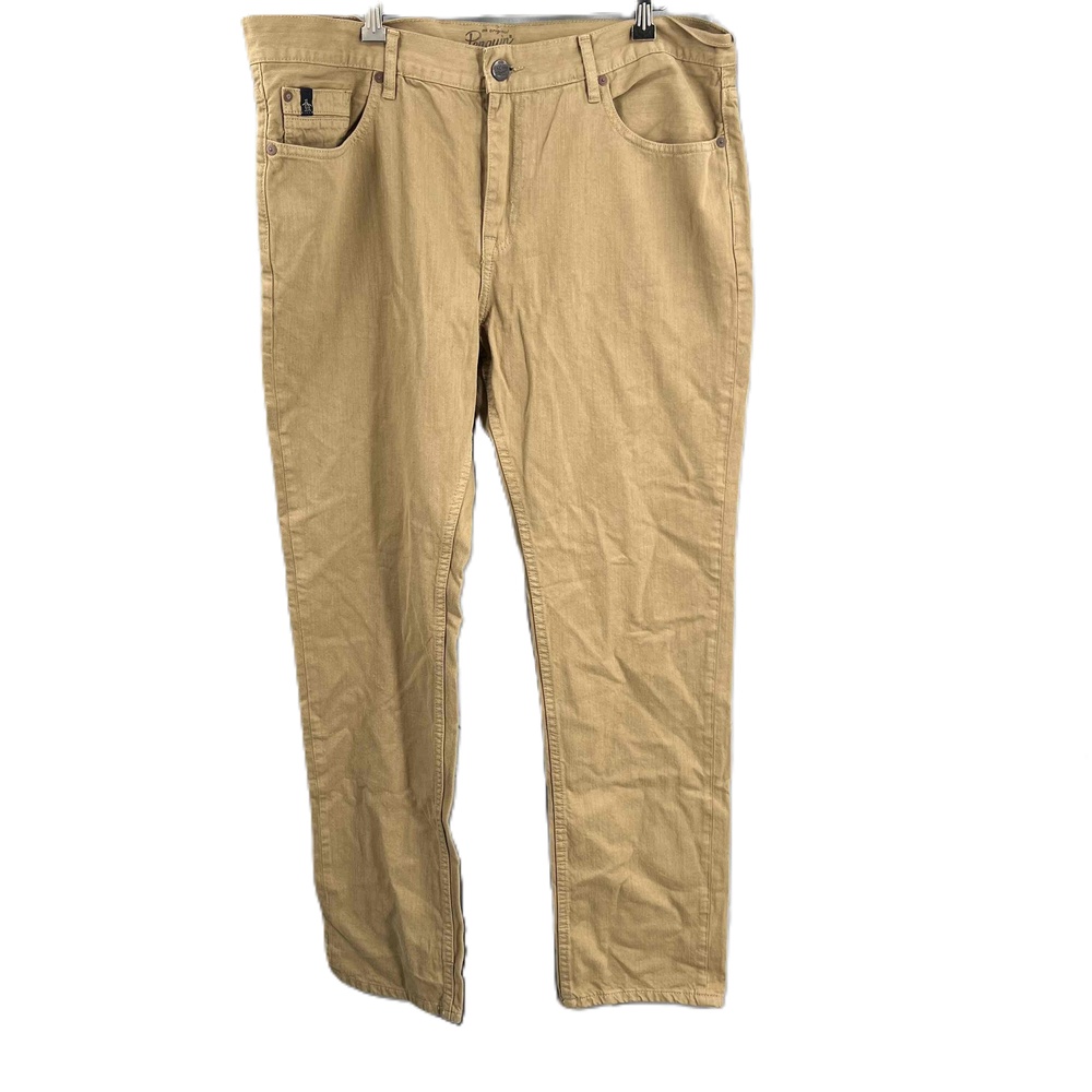 Penguin Brown Five Pocket Thick‎ Denim Original Chinos Mens Pants 38x32